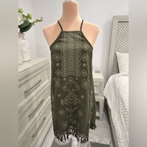 Abercrombie & Fitch Dark Green Patterned Mini Dress